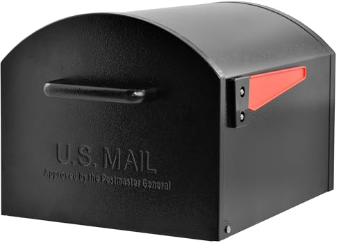Mail Boss Orca XL extra stor stålbrevlåda – USPS godkänd T4 lantlig brevlåda – kraftigt galvaniserat stål, pulverlackerad, icke-låsande design – modell #7306, svart