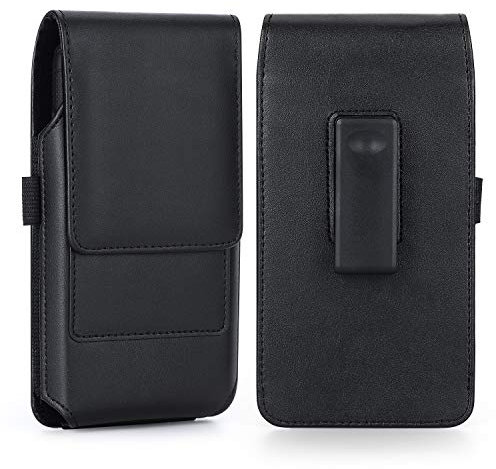 BECPLT Phone Holster for iPhone 17, 17 Pro,16,16 Pro,15Pro, Galaxy S25, S24, S23,S22,S21 Leather 360 Swivel Belt Clip Cell Phone Belt Holder with ID Card Pouch Cover (Fits with Otterbox Commuter Case)