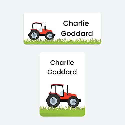 43 x No Iron Stick On Name Labels Waterproof Washable Great for Clothes, School Uniform, Equipment, Shoes and More. School, Nursery, Day Care, Hospital - Range of Designs Available (Tractor)