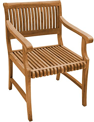Teako Design Armlehnstuhl Cremona aus Teak unbehandelten Massivholz Wetterfest robust Teakholz Gartenstuhl Balkonstuhl