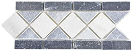 Naturstein Mosaik Bordüre Travertin anthrazit schwarz weiß für WAND BAD WC KÜCHE VERBLENDER