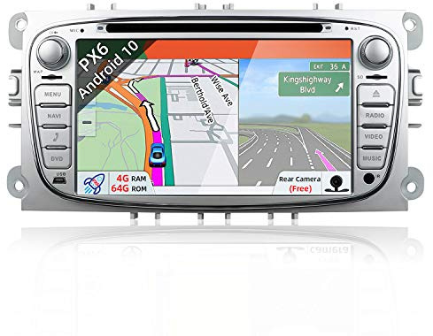 JOYX PX6 Android 10 Autoradio Passt für Ford Focus/Mondeo/S-Max/C-Max/Galaxy - GPS 2 Din - Rückfahrkamera Canbus KOSTENLOS - 4G+64G - 7 Zoll - Unterstützen DAB+ Lenkradsteuerung 4G WiFi Bluetooth RDS
