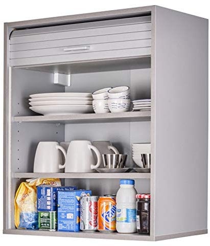 SIMMOB Meuble Haut de Cuisine Imitation Aluminium 2 Etagères L 60 H 72 P 35 cm