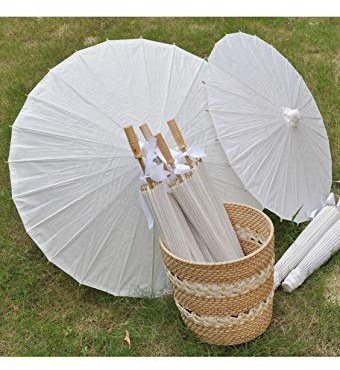 Lote de 20 Parasoles Blanco Papel Bambú para Bodas 70 cm - Comprar Parasoles, paraguas para decoración y Detalles de Bodas