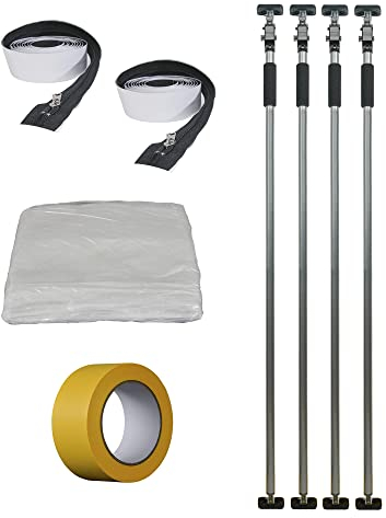 Scorprotect® Staubschutzwand Set Renovierung Höhe 2,90 m x Breite 5,00 m mit selbstklebenden Reißverschlüssen