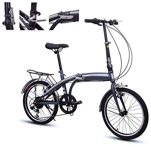 DORALO Klappräder 20 Zoll Cityräder, Verstellbare Sitzradfahrräder Mit Gepäckträger, Leichte 6 Gang Stoßdämpfung Geschwindigkeit Klappfahrrad,Blau