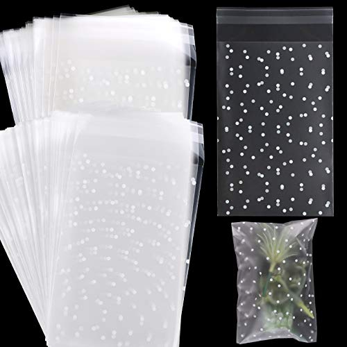 200 Stück 10x15cm Tütchen Cellophantüten Selbstklebend Plastiktüten Klein Flachbeutel Geschenktüten für Süßigkeiten Plätzchen Gebäck Schoolade