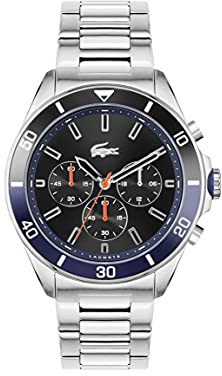 Lacoste Chronograph Quarz Uhr für Herren Kollektion TIEBREAKER mit Silbernes Edelstahlarmband - 2011155