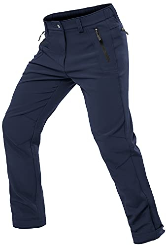 Cycorld Herren Wanderhose-Winter-Outdoorhose-Skihose,Thermohose Wasserdicht Gefütterte Softshellhose Winddicht Warm Fleece Schneehose Trekkinghose Skifahren (Navy, L)