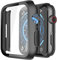 Piuellia 2 Pack Black Hard Case with Tempered Glass Screen Protector Compatible for Apple Watch Series 9 Series 8 Series 7 41mm, Ultra-Thin Shockproof Overall Protective Cover for iWatch