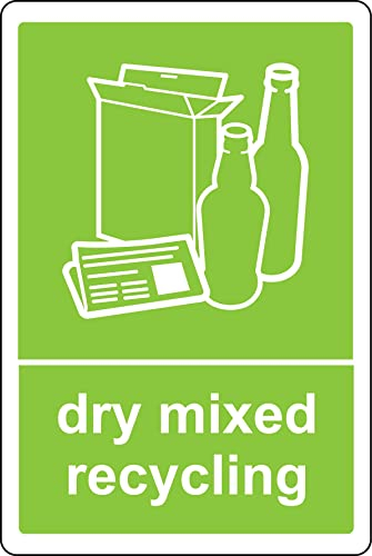 Dry mixed recycling sign - Self adhesive sticker (300mm x 200mm)