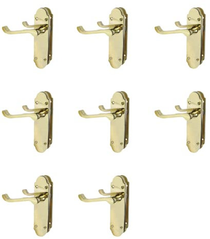 Haven Heritage Latch Door Handle Brass Finish Epsom Style Victorian Scroll 8 x Pairs