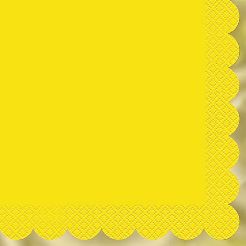 Unique 16072 - Paper Napkins - 16.5 cm - Foil Scalloped Pastel Yellow - 20 Count (Pack of 1)