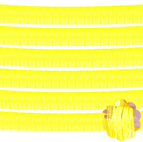 6 Stück 3 m Folien-Fransen-Girlande, metallisches Lametta, Luftschlangen, Banner, Wandbehang, Fransenvorhang, Hintergrund, Banner für Parade, Schwimmer, Geburtstag, Party-Dekorationen (gelb)