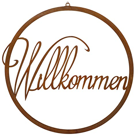 Rostikal Rost Deko Willkommen Schild Ø 38 cm Fensterdeko Gartendeko Wanddeko