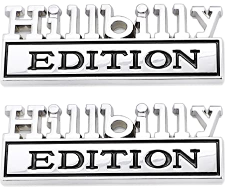 Hillbilly Edition Emblem-Stick für Auto, LKW, SUV, Motorrad, Kofferraum, Kühlschrank, Generalität (Silber Biack) 2 Stück