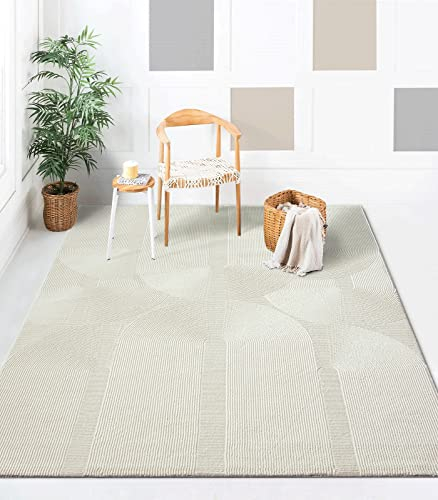 the carpet Lima nachhaltiger und umweltbewusster Designer Teppich, weich & pflegeleicht, 3D-Effekt, waschbar, Flor aus 100% recyceltem Polyester, Creme, 160 x 230 cm