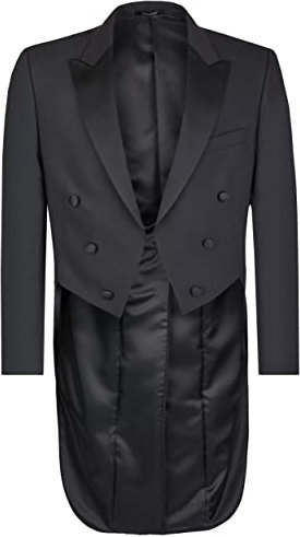 Wilvorst Classics Herren Frack-Sakko Classic Fit Schwarz, Bekleidungsgröße: 50