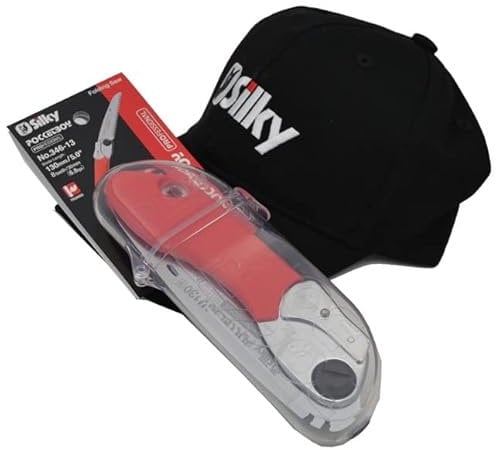 Generic Silky 346-13 Folding Pruning Saw, 130mm Blade, Red, 32 Teeth, Includes Baseball Cap