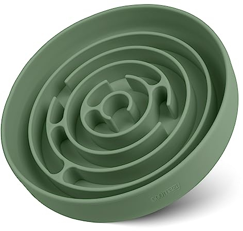 Coomazy Antischlingnapf Hunde Ø 20 cm Silikon Hundenapf mit Saugnapf Langsam Fressen Futternapf für Kleine bis Mittel Große Hunde(Grün)