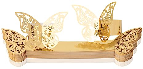 FRUHLING 50 Stück Serviettenringe 3D Schmetterling Papier Serviettenschnalle Tischdeko Serviettenhalter für Hochzeit Taufe Kommunion Graduierung Geburtstag Weihnachten Bankett