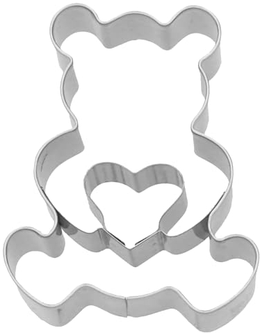 Birkmann, Ausstechform Teddybär mit Herz, 6 cm, Edelstahl, mit Innenprägung, hochwertige Qualität, 189881