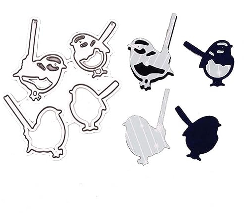 Stanzenshop Stanzschablone Vier Spatzen, Vögel, Kücken, Stanzformen, Schablonen, Scrapbooking, Kartenherstellung, DIY, Prägeschablonen, Papierkarten, Cutting Dies