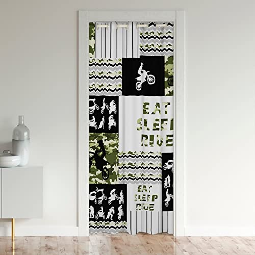 Dirt Bike Türvorhang 86x203cm für Tür Privatsphäre Tarnung Extremsport Dekorative Türvorhang für Tür Privatsphäre Home Dekor Camo Racing Motocross Rider Motorcycle Militär Fensterbehandlungen