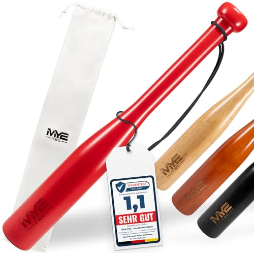 Robuster Massivholz Baseballschläger aus Holz - 18 Zoll 48cm - Outdoor Baseball Schläger mit Schlaufe und Tragetasche für Training und Selbstverteidigung Self Defense Baseball Bat (Rot)