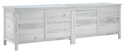 vidaXL Gartentruhe Weiß 198,5x50x56,5 cm Massivholz Tanne