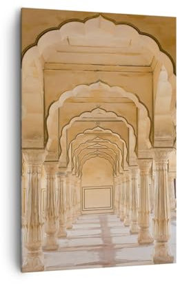 Wandbilder Dekoration Wohnzimmer Indien Die Architektur Bögen Bilder auf Leinwand 80x120cm Leinwandbild mit Rahmen Schlafzimmer Deko Wand Kunstdruck Art Groß XXL Wanddeko Bild Canvas PA80x120-6035