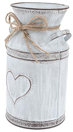 TOPPERFUN 1Pc heart shaped flower arrangement country vase chic jug vase milk bottle vases wedding french flower bucket Plant Bottle chic flowers can iron office flower bed galvanized