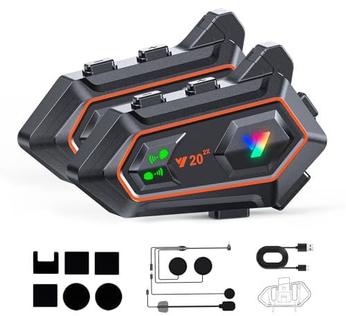 JJXCYH Motorcycle Helmet Speakers, Helmet Bluetooth Intercom Double Noise Cancellation Helmet Headphone Strong Bass/IPX6 Waterproof helmet bluetooth headset Universal Communication Systems 1000mAh