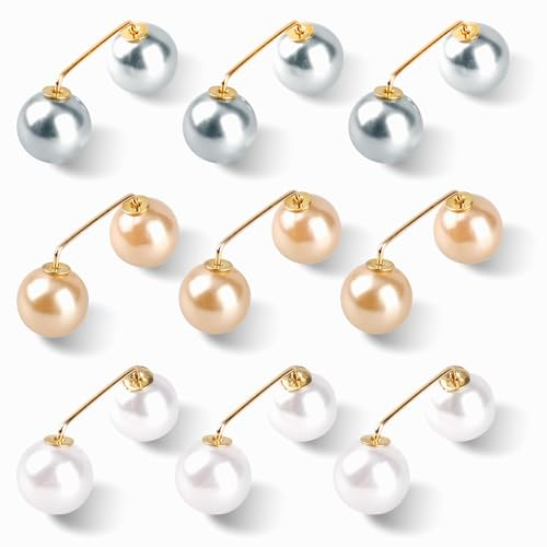 9 Pcs Scarf Pin Shawl Pin Pearl Brooch Decorative Safety Pins Anti-Exposure Neckline Safety Pins for Clothes Pearl Brooches for Women Sweater Shawl Clips Shawl Pin for Wedding Party Decoration