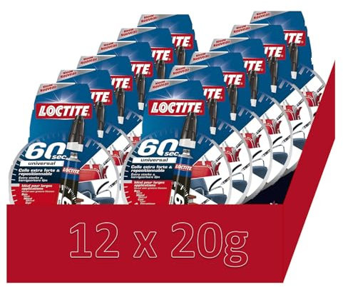 Loctite 60 Second Super Glue - Adesivo multiuso per 60 secondi per tutti i materiali - Formula gel flessibile (12 x 20g)
