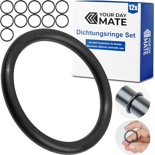 Dichtungsringe Set, 12 Stück, AD Ø 32 mm, ID Ø 28 mm, Dicke 2 mm, in Schwarz, aus Nitril Kautschuk, Gummiringe für Reparatur von Sanitär, Maschinen, Motoren, Dichtungsset Gummi O-Ring, Flachdichtung