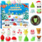Adventskalender 2025, 24 Mochi Squishies inklusive leuchtender Mochi Weihnachtsmann für Jungen Mädchen Kinder, verschiedene Überraschungen jeden Tag, ungiftig, wiederverwendbar, niedlich und liebensw