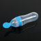 Biberón de Silicona para bebé con Cuchara, Alimentador Exprimidor de Cereales y Alimentos Frescos (BLUE)