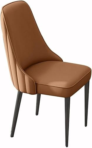 Widppsopt Esszimmerstühle, modern, PU-Leder, hohe Rückenlehne, gepolsterter weicher Sitz, Schreibtischstuhl für den Haushalt, stabile Metallbeine in Eisenkunst (Kaffee, Schwarze Füße)