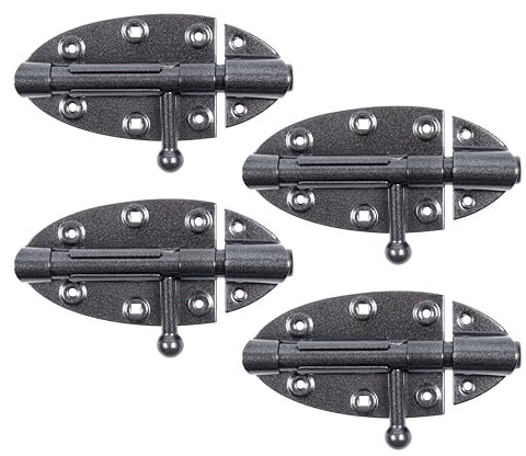 Alberts 822576 DURAVIS® Bolzenriegel | mit rundem Griff | schwarzdiamant duplexbeschichtet | Platte 112 x 72 | Bolzen-Ø 16 mm | 4er Set