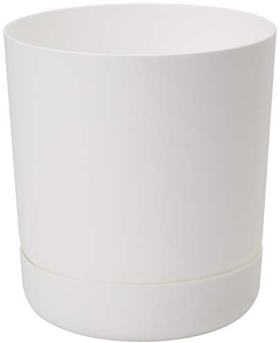 Home Garden Ornaments Large Plant Pots Indoor – Classy Indoor Plant Pot with Drainage Holes, Saucer and Reservoir, Self Watering Flower Pots (Diameter: 25cm, Colour: White)