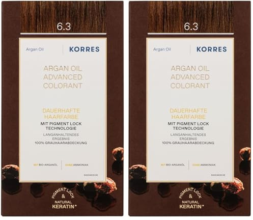 Korres Argan aceite avanzada coloration Light Brown 5.0, 145 ml (Paquete de 2)
