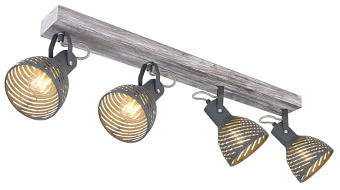 Ceiling Light Adjustable Ceiling Light Bar Grid Design Grey Wood Length 80 cm