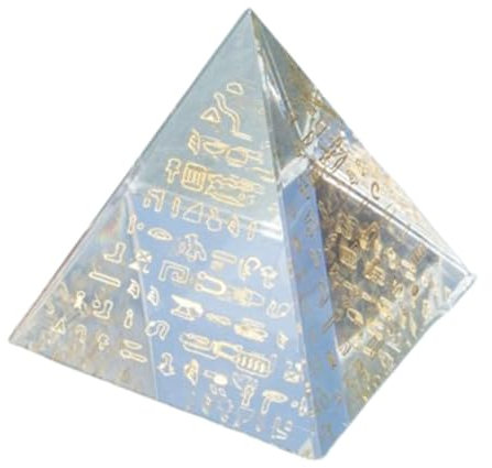 zaoalife Crystal Pyramid with Egyptian Gold Character, Paperweight Desktop Home Decorative Ornaments, K9 Crystal Pyramid Statue, Glass Paperweight Ornament Spiritual Decor for Meditation