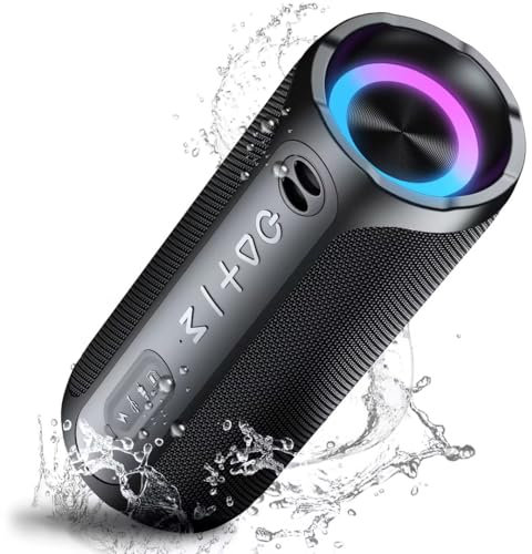 Bluetooth Speaker, IPX7 Waterproof Wireless Speaker, 20W Powerful Speaker 24H Playtime, RGB Lights Portable Speaker, TWS Wireless Pairing Speakers Wireless Bluetooth for Travel/Outdoor/Party