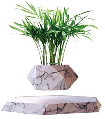 Pot de fleurs flottantes en bois lévitation pour la maison et le bureau, pot de fleurs magnétique en marbre lévitation pour cactus et pots succulents