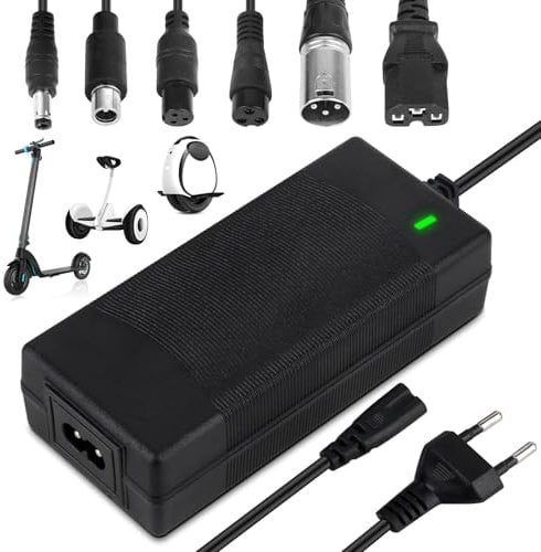 Mineup 42V 2A Hoverboard Ladekabel, E Scooter Ladegerät, Ladegeräte für Scooter, E Scooter Ladekabel mit 6 Anschlüssen, Ladegerät Für E Scooter für Hoverboard, Elektroroller und Elektrofahrräder, EU