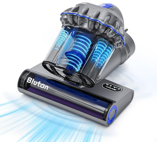 Blutan B Mitefree X3 Milbensauger mit 3-Becher-6-Stufen Zyklon Filtration, UV-Sterilisation, Heißluft, LED-Anzeige,>10 kPa für Matratzen, Sofas,Chemiefreier Polsterreiniger,Entfernt 99,9% Allergene