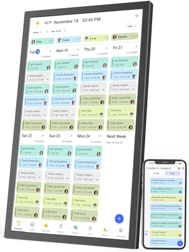 27 Smart Digital Calendar for-Family-Business-Planner - Electronic Calendar for Business Chore Chart, Touchscreen Display for Family Schedules, Wall & Desk Mountable, Christmas Gift for Mom Dad