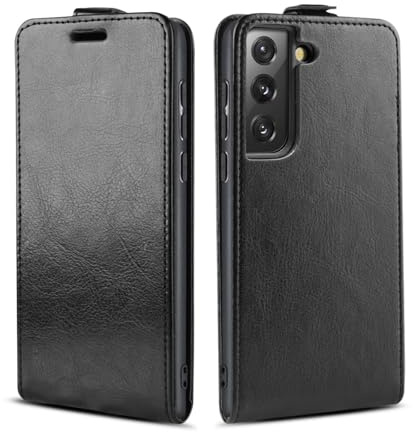 LBH Handy Hülle für Samsung Galaxy S21 5G mit Kartenfach Vertical Flip Magnet Cover Case Flip Klapphülle Magnetverschluss Schwarz